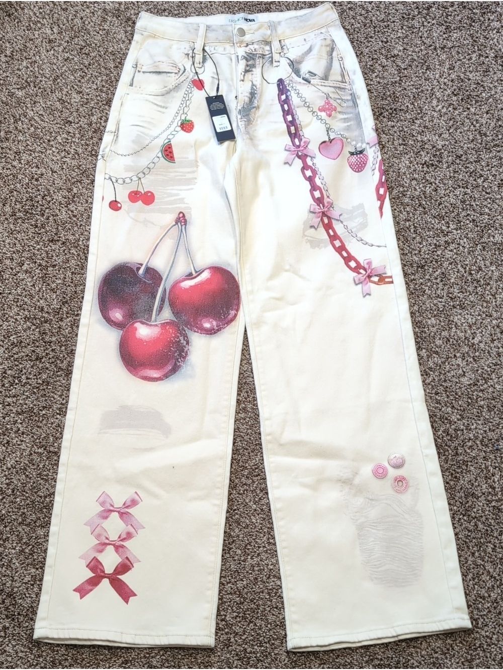 Fashion Nova Wide Leg Printed Jeans NEW Size 11